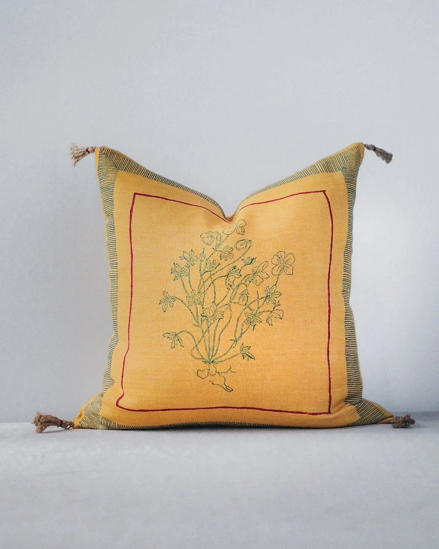 Soil To Studio Best Sellers Aditi Linen Throw PIllow Cover - Yellow 1 Soil To Studio Best Sellers Aditi Linen Throw PIllow Cover - Yellow