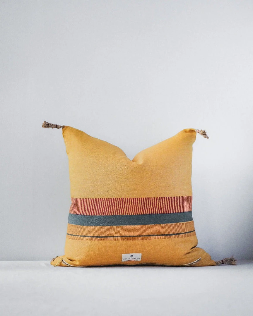 Soil To Studio Best Sellers Aditi Linen Throw PIllow Cover - Yellow 2 Soil To Studio Best Sellers Aditi Linen Throw PIllow Cover - Yellow