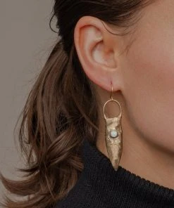 Iron Oxide Jewelry Brass Shield Earrings