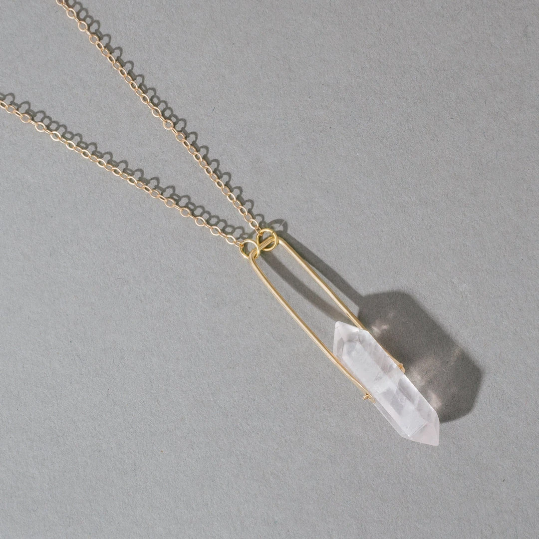 Iron Oxide Jewelry Crystal Spinner Necklace - Rose Quartz 1 Iron Oxide Jewelry Crystal Spinner Necklace - Rose Quartz