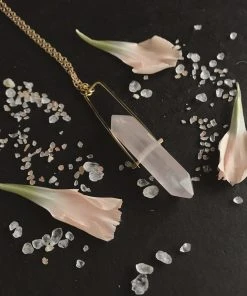 Iron Oxide Jewelry Crystal Spinner Necklace - Rose Quartz