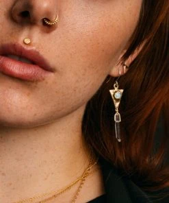 Iron Oxide Dart And Crystal Drop Earrings 10 Iron Oxide Dart And Crystal Drop Earrings