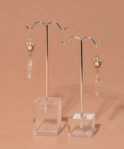 Iron Oxide Dart And Crystal Drop Earrings