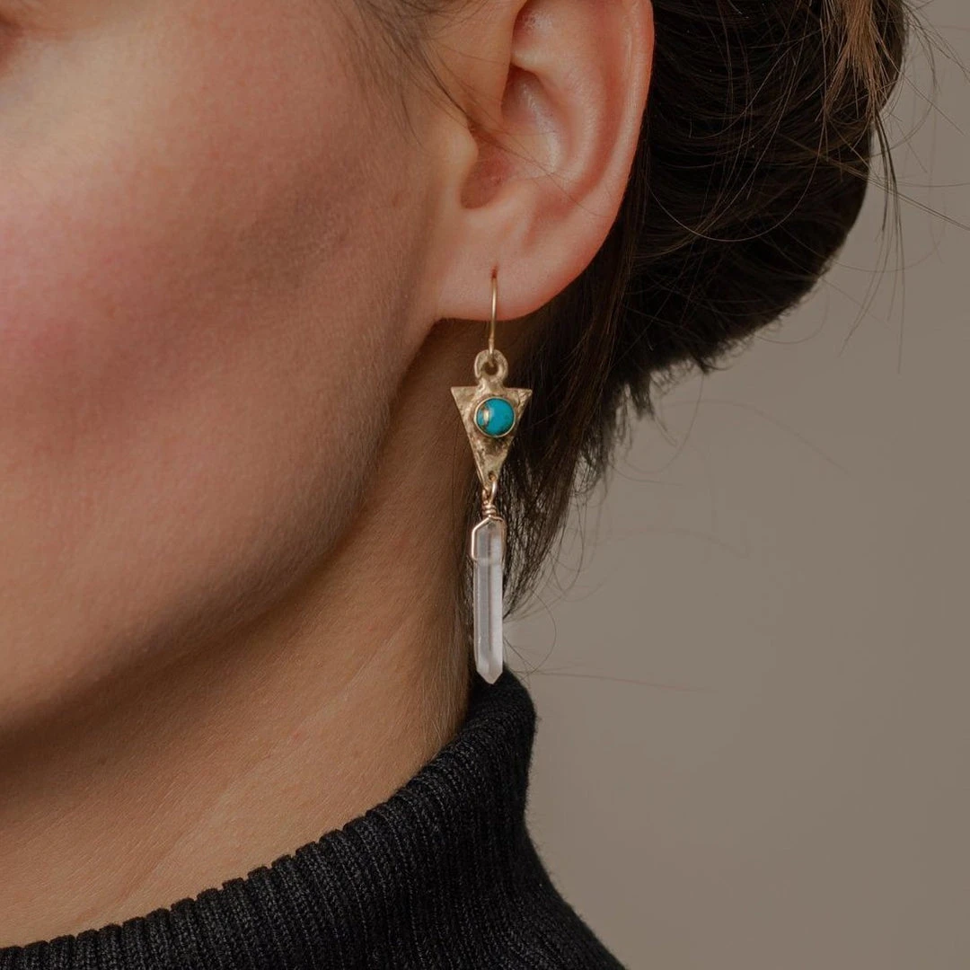 Iron Oxide Dart And Crystal Drop Earrings 2 Iron Oxide Dart And Crystal Drop Earrings