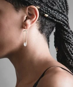 Iron Oxide Jewelry Herkimer Drop Earrings - Brass