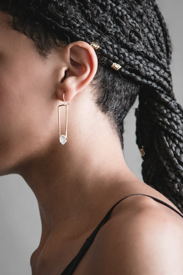 Iron Oxide Jewelry Herkimer Drop Earrings - Brass 2 Iron Oxide Jewelry Herkimer Drop Earrings - Brass