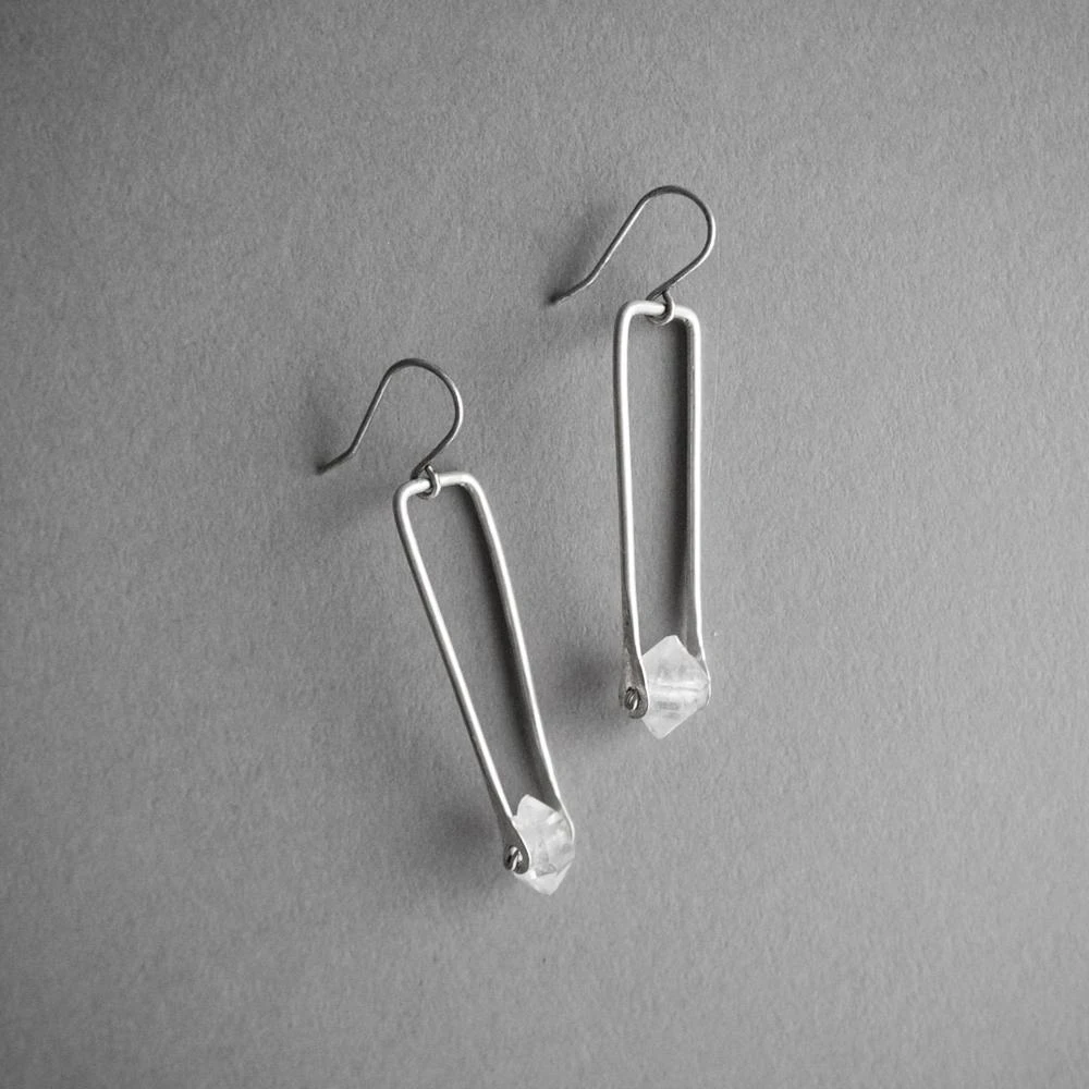 Iron Oxide Jewelry Herkimer Drop Earrings - Sterling Silver 4 Iron Oxide Jewelry Herkimer Drop Earrings - Sterling Silver