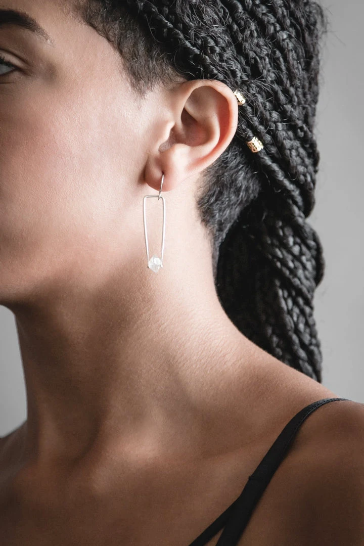 Iron Oxide Jewelry Herkimer Drop Earrings - Sterling Silver 2 Iron Oxide Jewelry Herkimer Drop Earrings - Sterling Silver