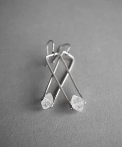 Iron Oxide Jewelry Herkimer Drop Earrings - Sterling Silver