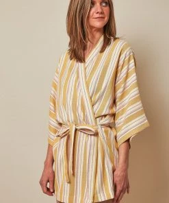 Anatolico Boho Mustard Short Turkish Robe