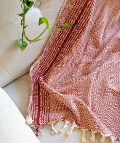 Anatolico Handcrafted Matia Turkish Blanket / Scarf - Red