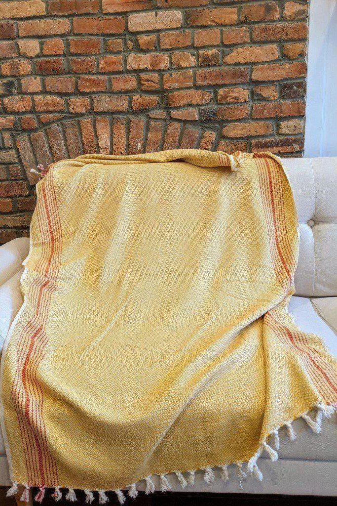 Anatolico Matia Turkish Blanket / Scarf - Mustard 4 Anatolico Matia Turkish Blanket / Scarf - Mustard