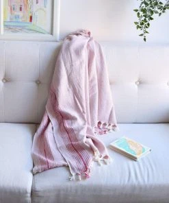 Anatolico Throw Blankets Matia Turkish Blanket / Scarf - Pink 11 Anatolico Throw Blankets Matia Turkish Blanket / Scarf - Pink