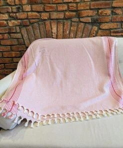Anatolico Throw Blankets Matia Turkish Blanket / Scarf - Pink 15 Anatolico Throw Blankets Matia Turkish Blanket / Scarf - Pink