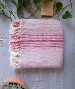 Anatolico Throw Blankets Matia Turkish Blanket / Scarf - Pink 12 Anatolico Throw Blankets Matia Turkish Blanket / Scarf - Pink