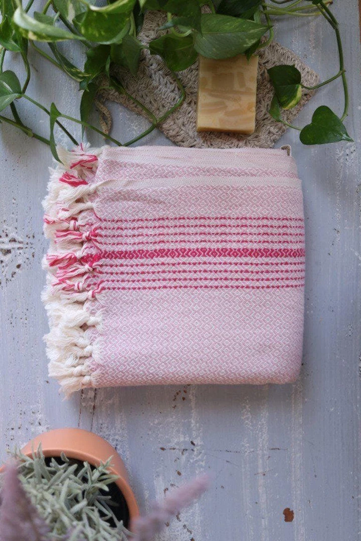 Anatolico Throw Blankets Matia Turkish Blanket / Scarf - Pink 5 Anatolico Throw Blankets Matia Turkish Blanket / Scarf - Pink