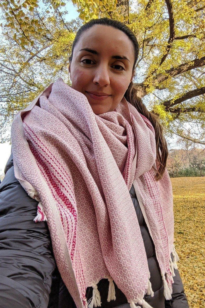 Anatolico Throw Blankets Matia Turkish Blanket / Scarf - Pink 3 Anatolico Throw Blankets Matia Turkish Blanket / Scarf - Pink