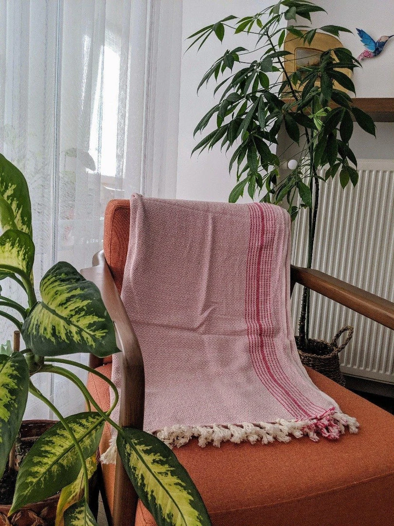 Anatolico Throw Blankets Matia Turkish Blanket / Scarf - Pink 2 Anatolico Throw Blankets Matia Turkish Blanket / Scarf - Pink