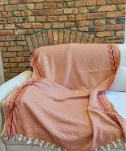 Anatolico Handcrafted Matia Turkish Blanket / Scarf - Red