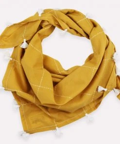 Anchal Accessories Grid Scarf With Tassels - Gold
