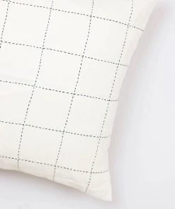 Anchal Grid Stitch Throw Pillow - Bone