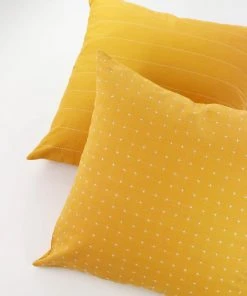 Anchal Cross Stitch Throw Pillow - Mustard Home Goods