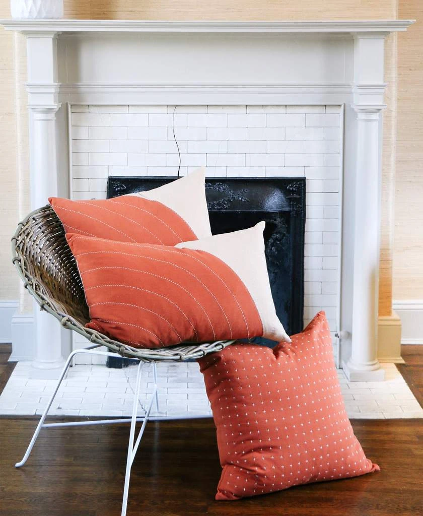 Anchal Cross Stitch Throw Pillow- Rust Anchal Cross Stitch Throw Pillow- Rust