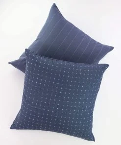 Anchal Home Goods Cross Stitch Throw Pillow - Slate