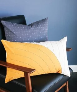 Anchal Home Goods Cross Stitch Throw Pillow - Slate