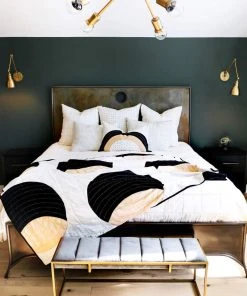 Anchal Crescent Lattice Quilt - Charcoal Home Goods