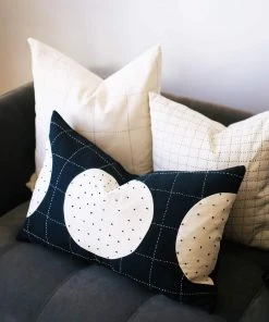 Anchal Lunar Dot Lumbar Pillow - Charcoal
