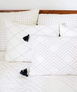 Anchal Diamond Stitch Standard Throw Pillow - Bone