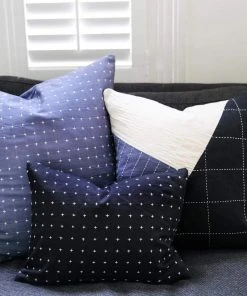 Anchal Cross Stitch Small Throw Pillow - Charcoal