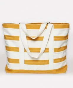 Anchal Stripe Canvas Tote Bag - Mustard Accessories