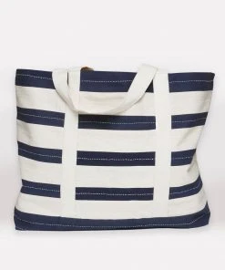 Anchal Accessories Stripe Canvas Tote Bag - Navy