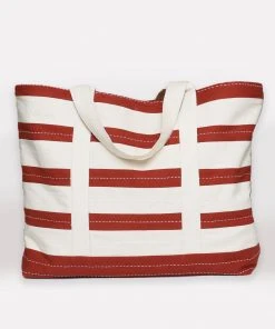 Anchal Stripe Canvas Tote Bag - Rust