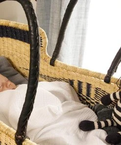 Swahili African Modern Home Goods Angel Wings Moses Bassinet Basket - Indigo