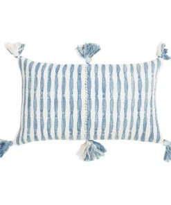 Archive New York Antigua Lumbar Pillow - Faded Indigo Striped