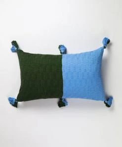 Archive New York Antigua Lumbar Pillow - Olive + Blue