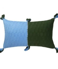 Archive New York Antigua Lumbar Pillow - Olive + Blue