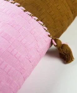 Archive New York Home Goods Antigua Lumbar Pillow - Baby Pink Colorblock
