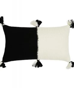 Archive New York Antigua Lumbar Pillow - White + Black Home Goods