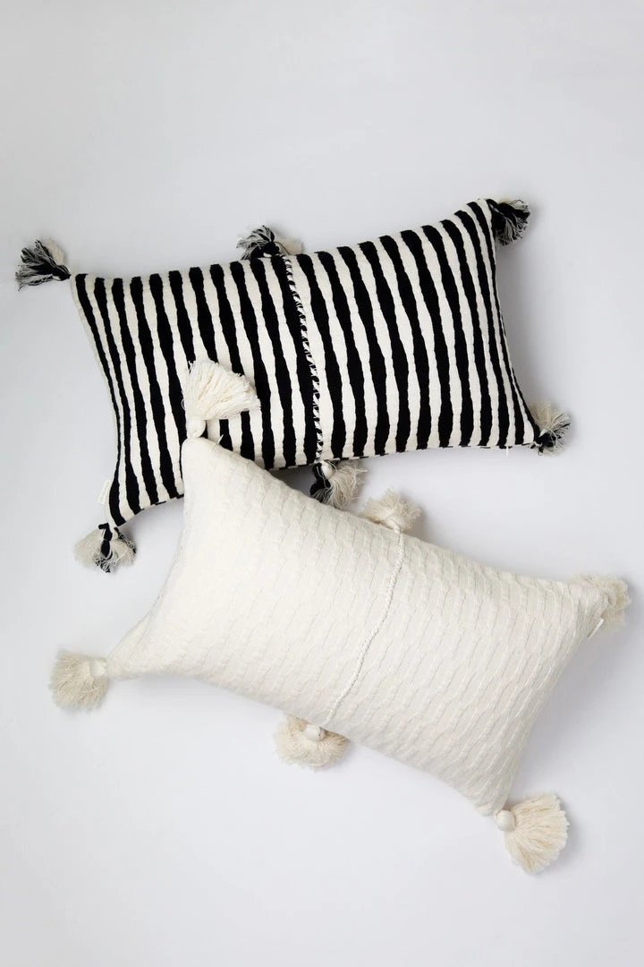 Archive New York Antigua Lumbar Pillow - Black + White Archive New York Antigua Lumbar Pillow - Black + White