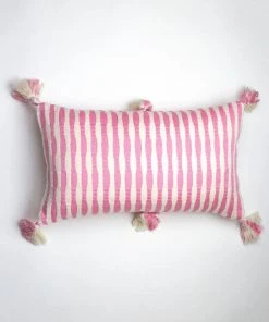 Archive New York Antigua Lumbar Pillow - Bubblegum Pink Striped Home Goods