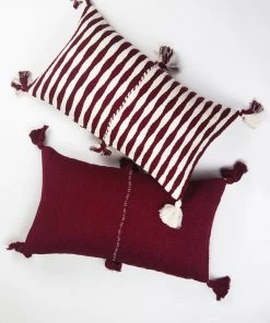 Archive New York Antigua Lumbar Pillow - Burgundy Striped