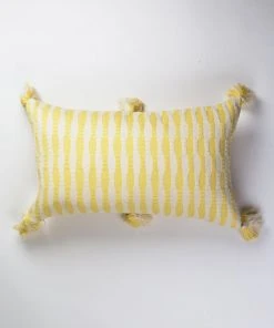 Archive New York Antigua Lumbar Pillow - Butter Yellow Striped Home Goods