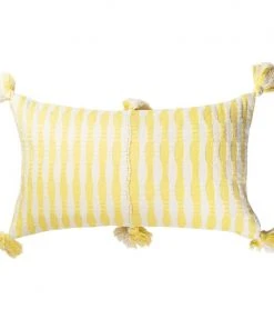 Archive New York Antigua Lumbar Pillow - Butter Yellow Striped Home Goods