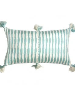 Archive New York Antigua Lumbar Pillow - Faded Aqua Striped