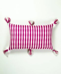 Archive New York Home Goods Antigua Lumbar Pillow - Fuchsia Pink Stripe