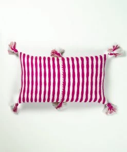 Archive New York Home Goods Antigua Lumbar Pillow - Fuchsia Pink Stripe